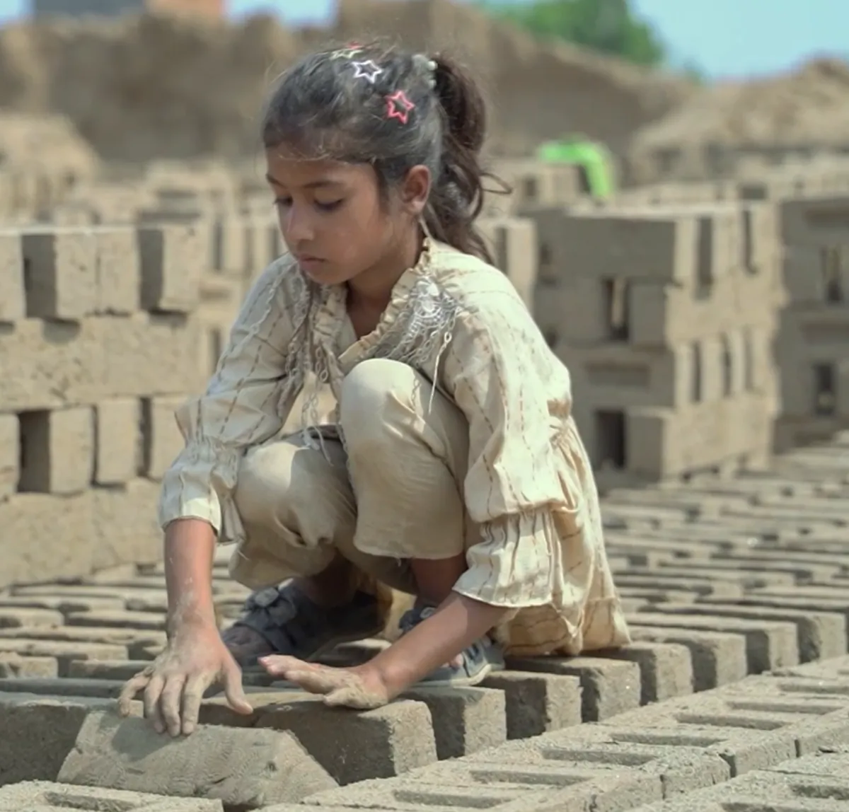 Child working at a brick kiln in Pakistan